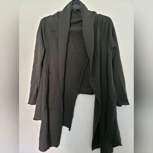 Crea Concept Cardigan Gray Art To WearMerino Wool Asymmetrical Open Size Large